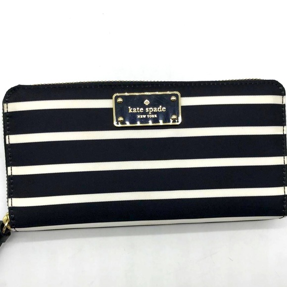 kate spade Bags Nwtskate Spade Nylon Wallet Brass Zipblack Leather